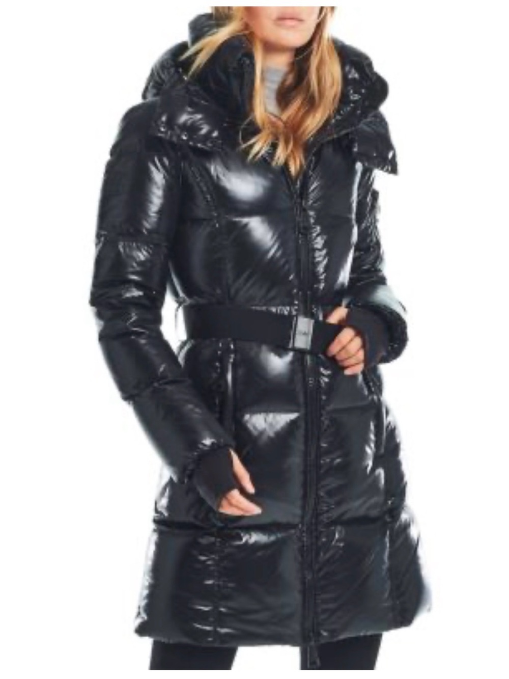 SAM. | Noho Belted Down Coat Jer Glossy Black NWOT Size Small